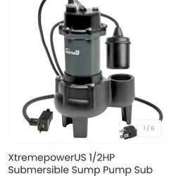 XtremepowerUS 1/2HP Submersible Sump Pump Sub Pump 4860 GPH Aluminum76061