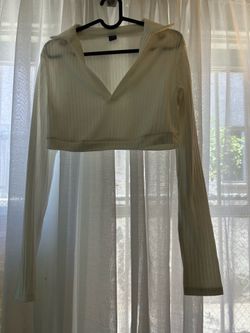 SHEIN v-neck white crop top