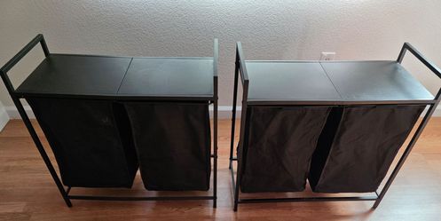 2 metal Laundry hamper sorters with storage shelf on top (price is for each)