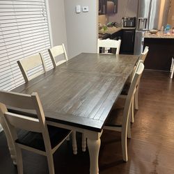 Farm house style table, Chairs, Server, Leaf 