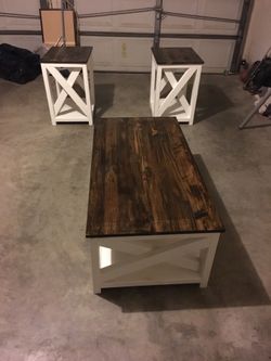 Home made coffee table and 2 side tables