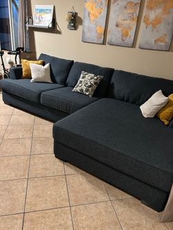 Large sectional couch with extra wide chaise from Jerome’s
