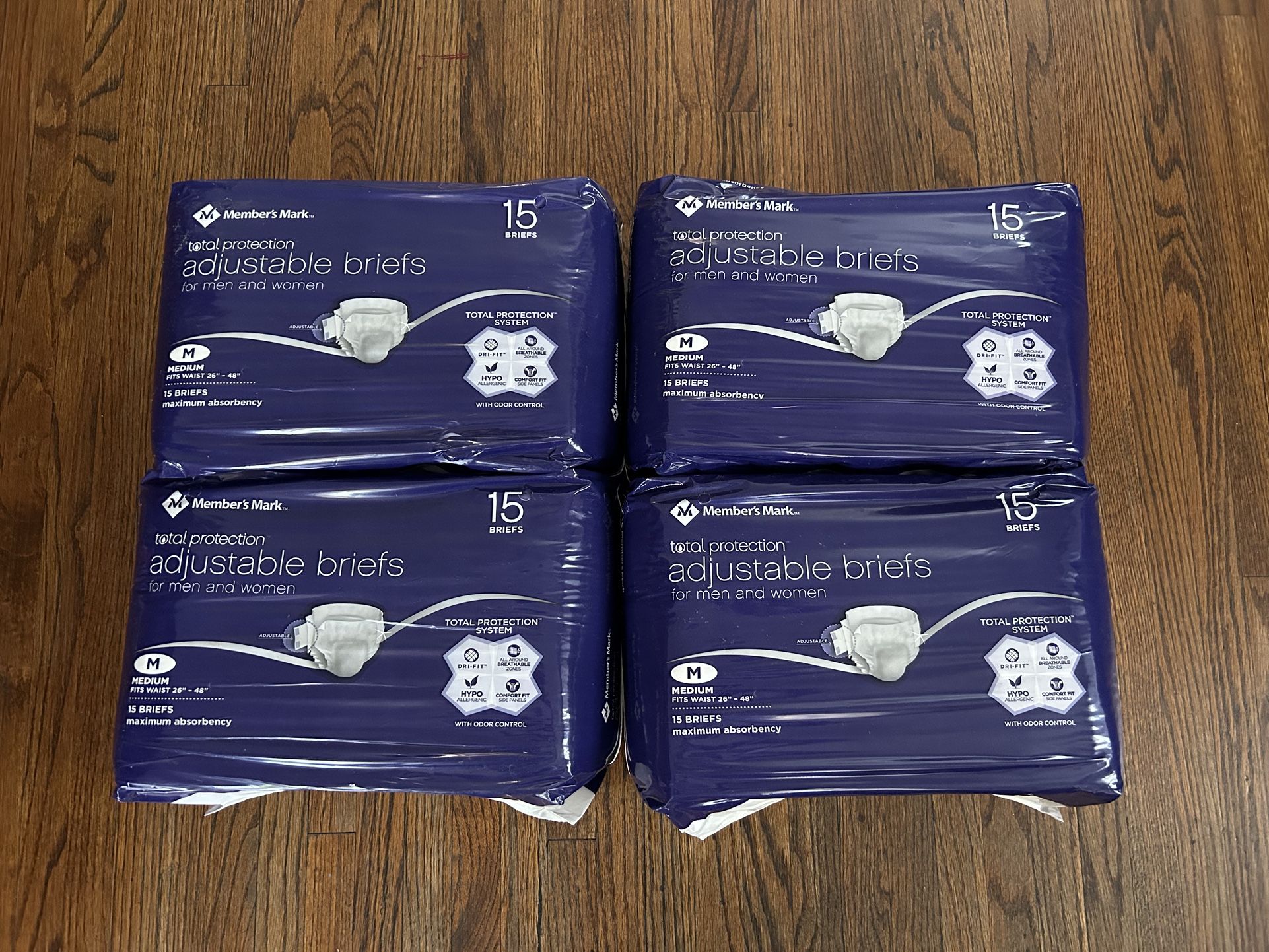 NEW Total Protection Unisex Briefs / Diapers 60 Count - Medium Size **$20 for all**