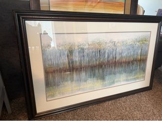 Large Custom Framed Art – "Riverbank Reflections" by Robert Holman (50" x 31")