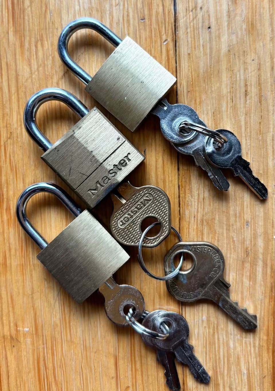 Mini Solid Brass Padlocks with Spare Keys, Set of 3, 3/4”