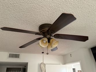 Hampton Bay 5-Blade Ceiling Fan with 4-Light Fixture – Dark Wood Finish