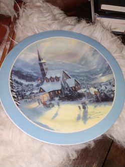 Thomas Kinkade Christmas Collector Plate – Winter Church & Snow Scene | Holiday Decorative Plate