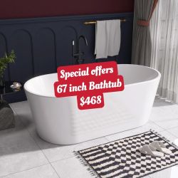 67 inch Freestangding Bathtub,Bath Tub, Soaking Tub – Oval Acrylic Bathtubs