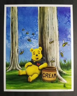 WINNIE THE WU,Wu-Tang art,painting,hip hop art,street art,wutang,new york art,rap rappers,pop art,disney art,winnie the pooh, signed poster print art