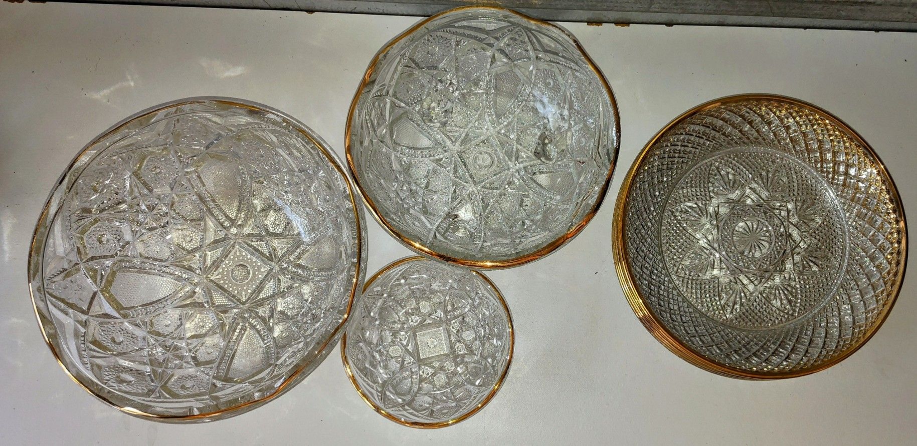 Vintage Cut Pressed Glass 3 Round Serving Bowls