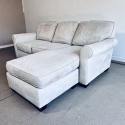 Cream Suede Chaise Lounge