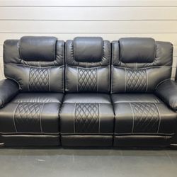MODERN NEW SANTIAGO BLACK RECLINING SOFA AND LOVESEAT SET ON SALE ONLY $1299. IN STOCK SAME DAY DELIVERY 🚚 EASY FINANCING 