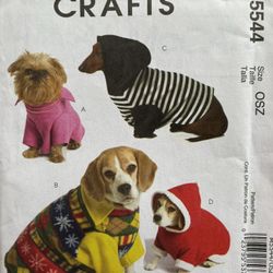 Pattern McCall’s 5544 Dog Hoodies Sizes XS-M Sizes UNCUT