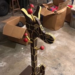 Giraffe Coat Rack With Stool