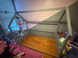 Grey twin size floor bed frame