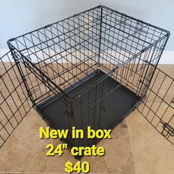 New 24" Dog Crate 2 Door Cat Cage Up To 25lbs With Black Bottom Tray Foldable Puppy Kennel Add A Bed $10! All New 