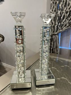 Mirrored Candle holders Set Of 2