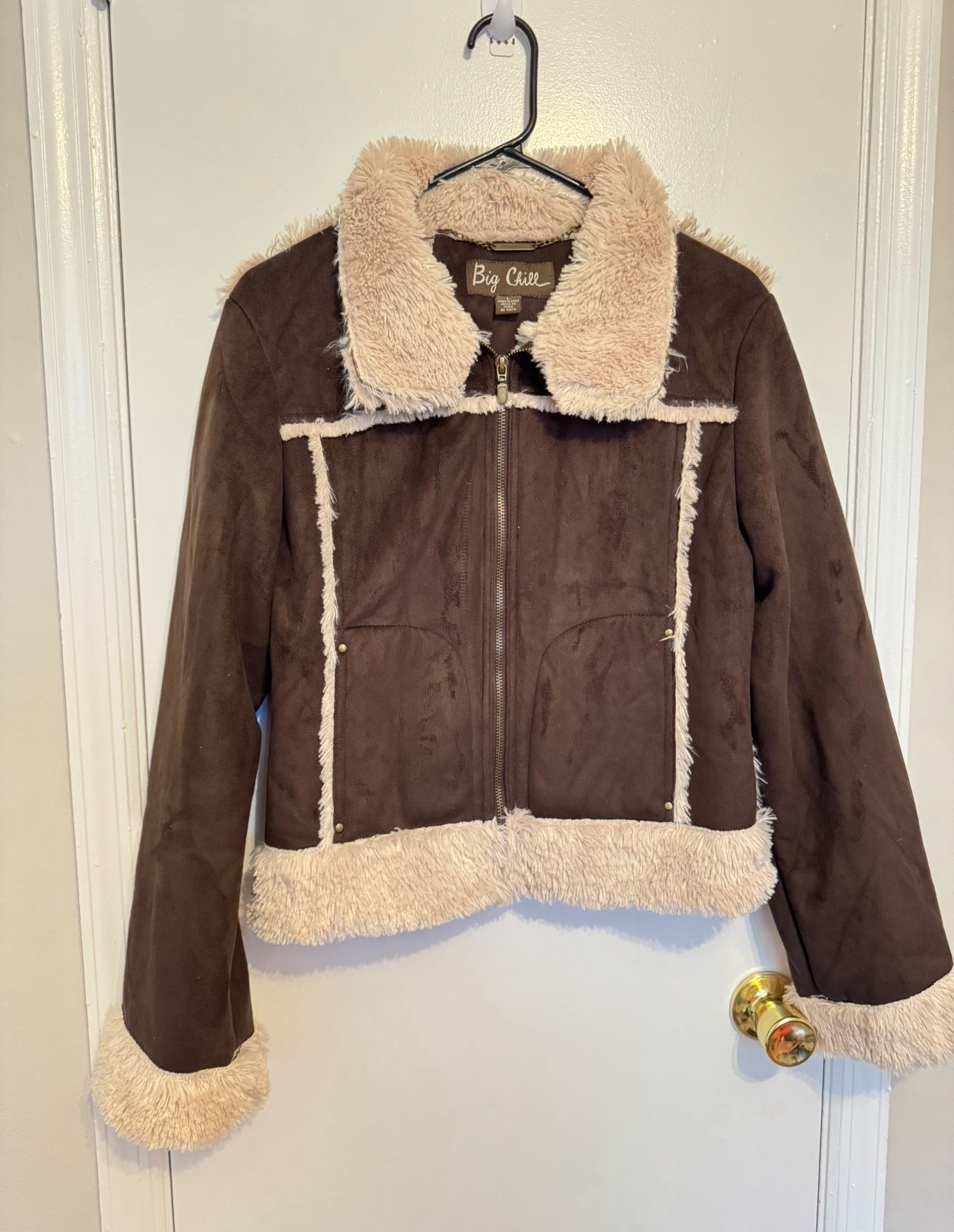 Big Chill Women Faux Fur Brown Jacket Size L