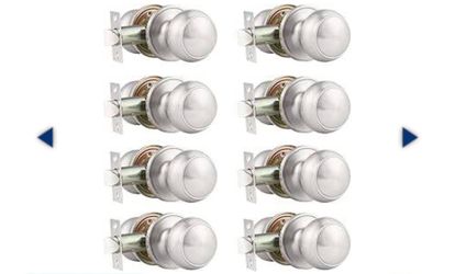 New, *Probrico 8 Pack Interior Passage Keyless Door Knobs Door Lock Handle Handleset Lockset Without Key Doorknobs Satin Nickel for Hall/Closet-Door