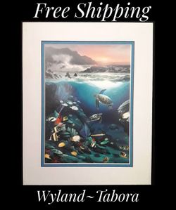 Wyland, 11" x 14" Fine Art Calender Print. Mounted on Acid Free Foam Core. Double Matted on Acid Free Matt Board