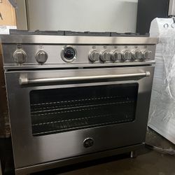 Bertazonni 36”Wide Dual Fuel Range Stove In Stainless Steel 