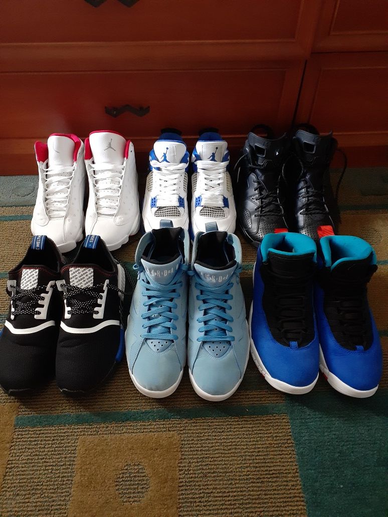 5 pairs of Jordan's, 1 pair of Adidas shoes