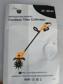 New Geveelife Cordless Tiller Cultivator w/ Instruction Manual
