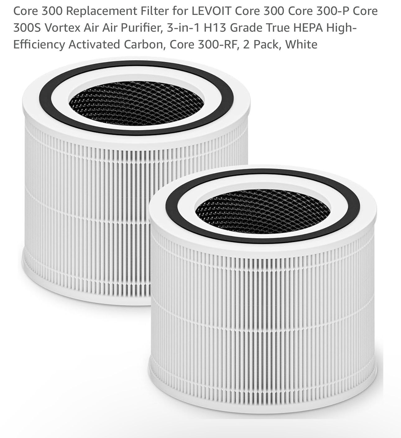 Core 300 Replacement Filter for LEVOIT Core 300 Core 300-P Core 300S Vortex Air Air Purifier, 3-in-1 H13 Grade True HEPA High-Efficiency Activated Car