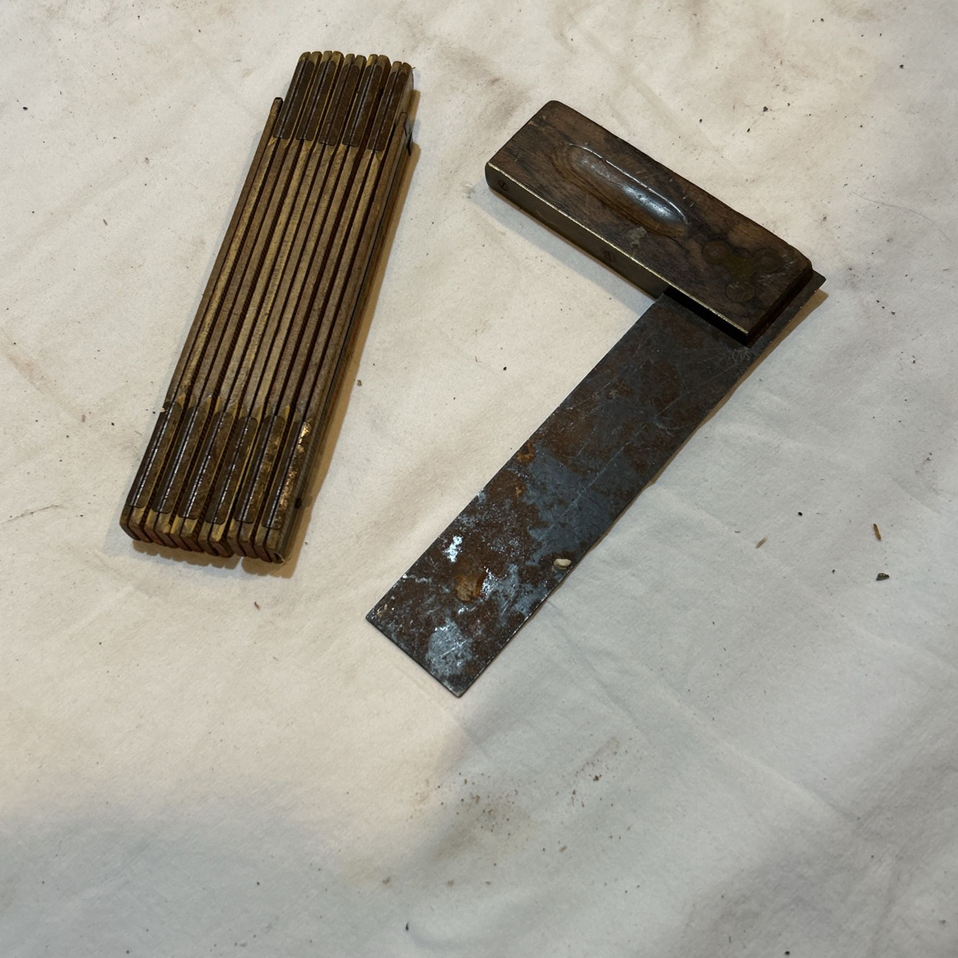 Vintage 6 In.² Wood And Brass/Foldable Ruler