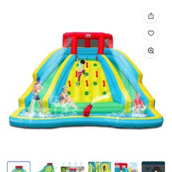 Gymax Double Slide Inflatable Splash Pool