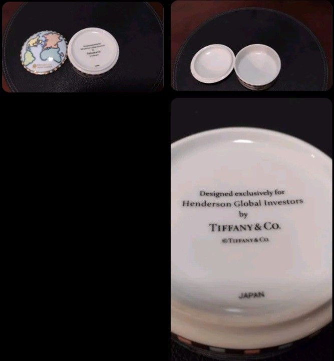 Tiffany & Co. Porcelain World Map Trinket Box Made for Henderson Global VTG