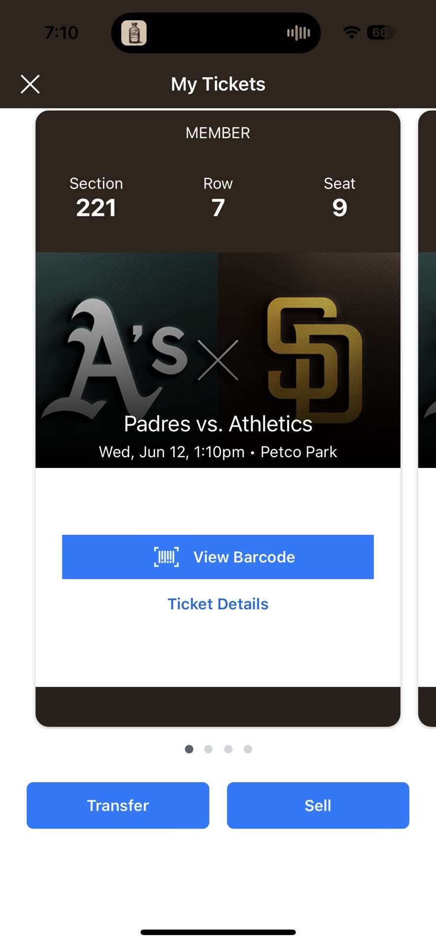 4 Tickets To Padres Vs A’s 6/12