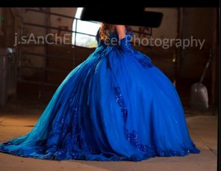Quinceanera Dress, Color Blue , Size Small