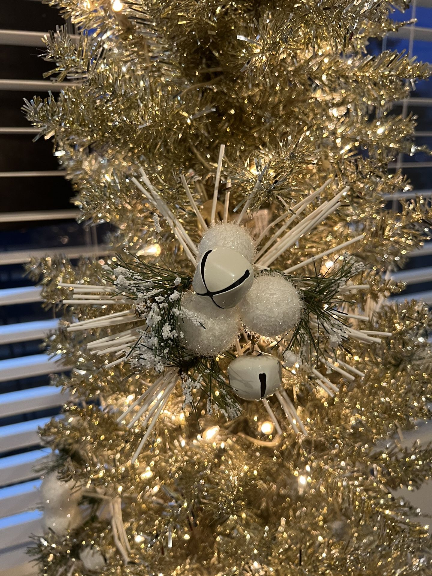 7ft. PreLit Champagne Tinsel Artificial Christmas Tree with Lights