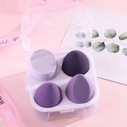 Set of 4 Air Cushion Makeup Egg Cotton Sponge with clear casing in Purple