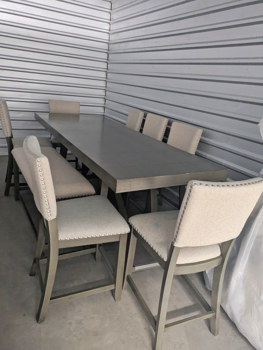 Grey Dining Table With Chairs And Bench