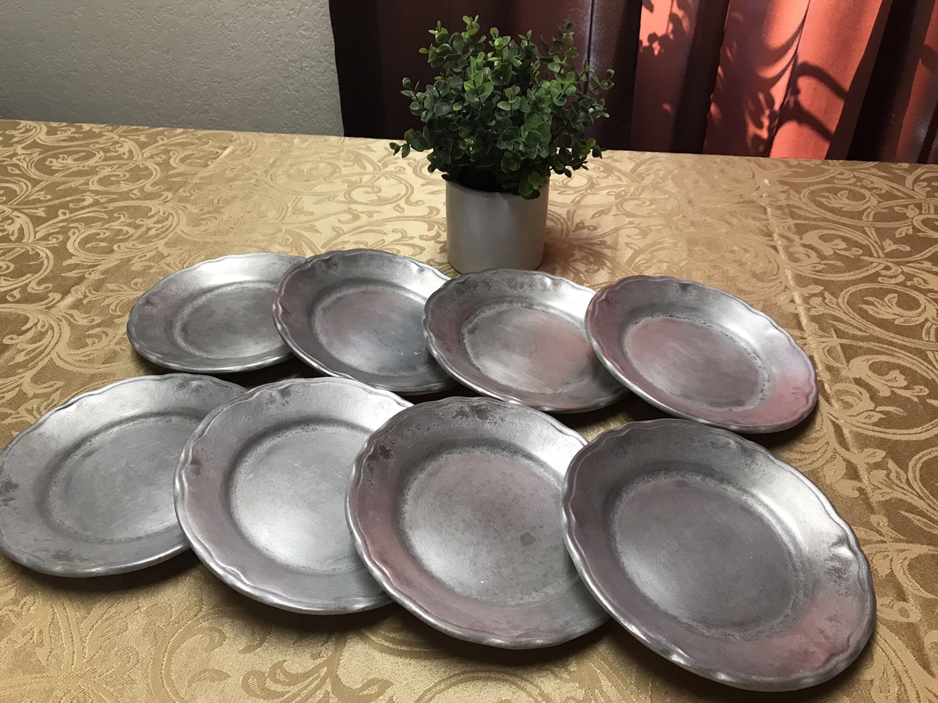 8 Antique pewter plates