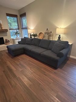 Navy blue sectional sofa with chaise