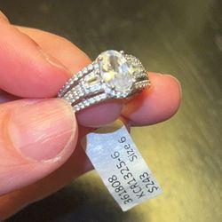 Cubic Zirconia Silver Engagement Ring size 6 