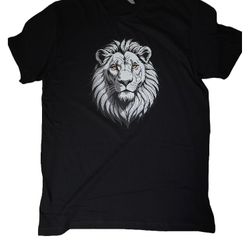 T-Shirt White Lion Face Size  L