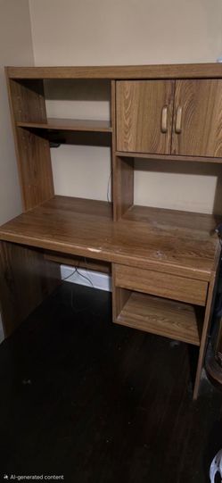 Wooden Desk with Shelves