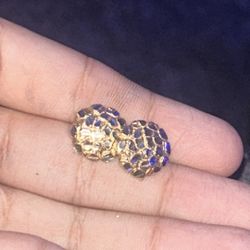 14k gold circle nugget earrings 