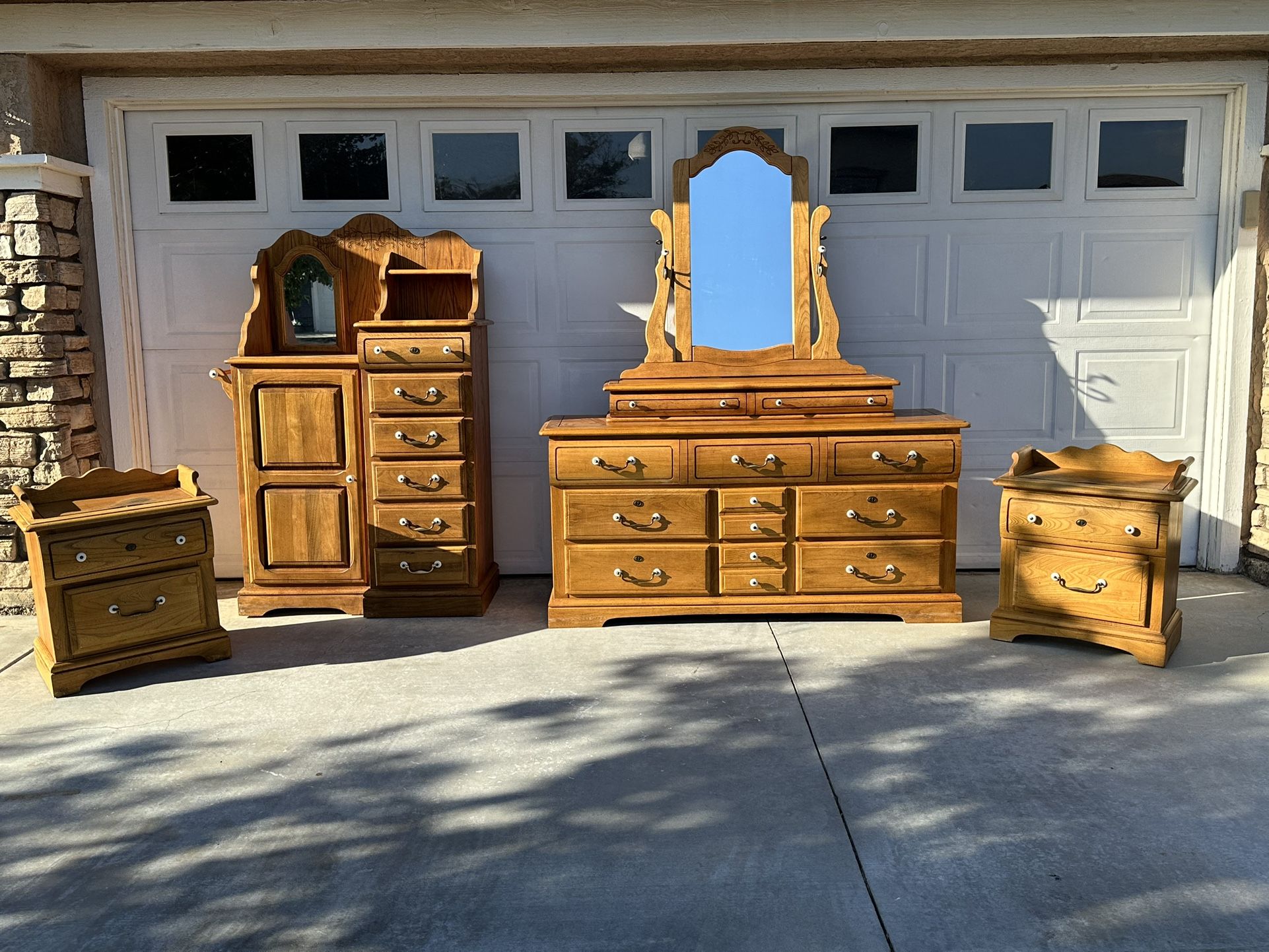 Solid Oak Dresser Set (negotiable)