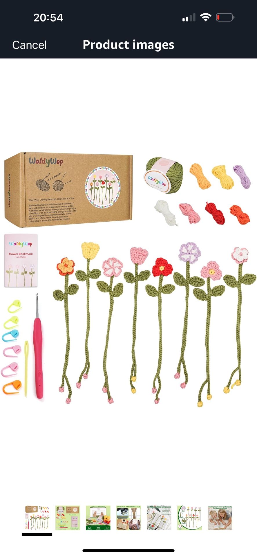Brand New Crochet Kit for Beginners - 8 Flower Bookmarks Crocheting Kit w/Step-by-Step Video Tutorials & Soft Yarn and Hooks - Wobbles Crochet Starter