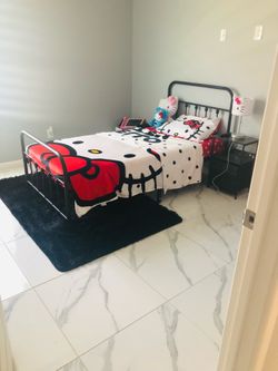 Twin bed frame and mattress