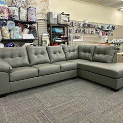 T🍄 Donlen Sectional With Chaise | Sectional-Gray | Sofa | Loveseat | Couch | Sofa | Sleeper| Living Room Furniture| Garden Furniture |Patio Furniture
