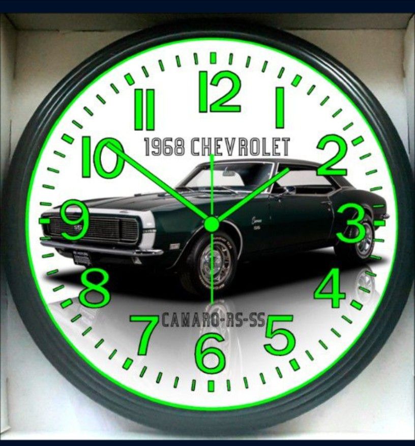 1968 Chevrolet Chevy Camaro RS SS Garage Shops Glow In The Dark Wall Clock New!