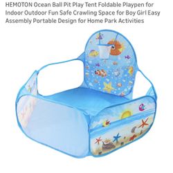 Ocean Ball Pit Play Tent Foldable Playpen for Indoor Outdoor Fun Safe Crawling Space for Boy Girl Easy Assembly Portable Design for Home Park Activiti