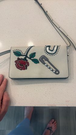 NWT MARC JACOBS MJ Collage Embellished Patches Leather Wallet Crossbody Bag RARE