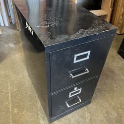 Black Two Drawer Metal File Cabinet